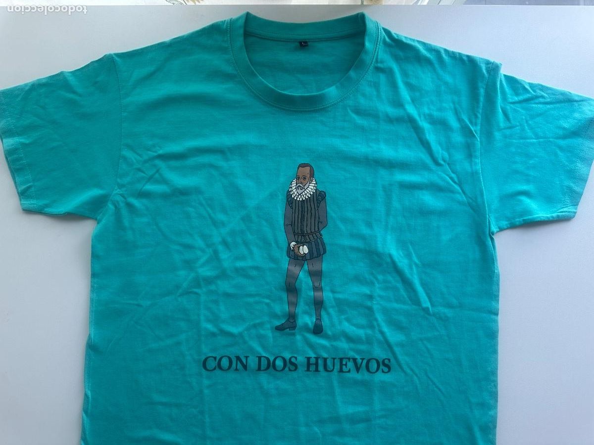 Segunda mano: Camiseta &ldquo;Con dos Huevos&rdquo; (Talla L sin estrenar). Portada del libro &ldquo;Con dos Huevos&rdquo;Guerrier/S&aacute;nchez