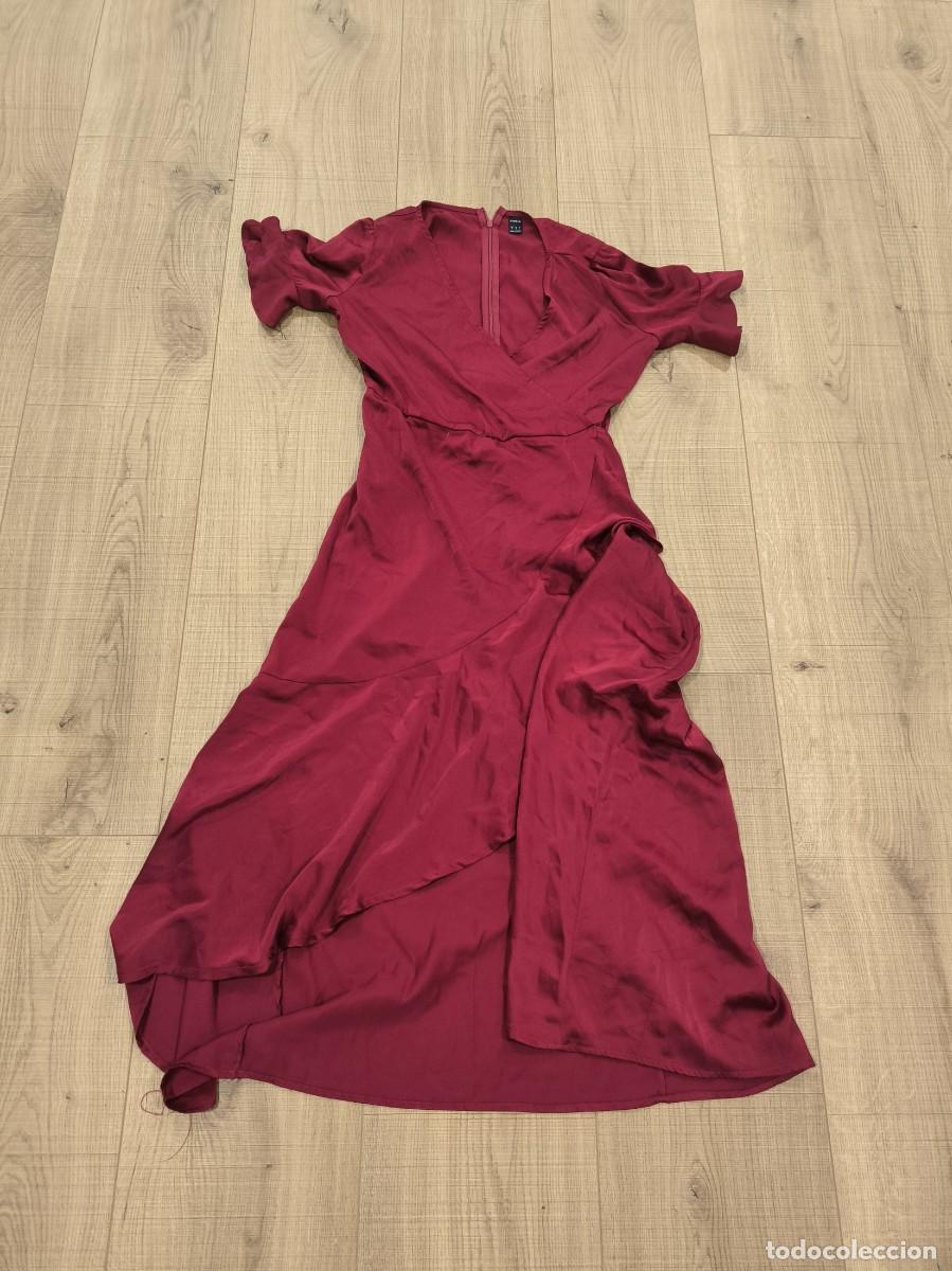 D'Occasion: Vestido De Mujer Granate Shein Talla M &ndash; Escote Cruzado Y Manga Farol, Elegante Y Femenino