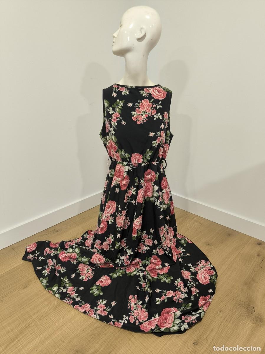 D'Occasion: Vestido Largo De Mujer Negro Con Estampado Floral &ndash; Con Cola, Talla M, Ideal Evento