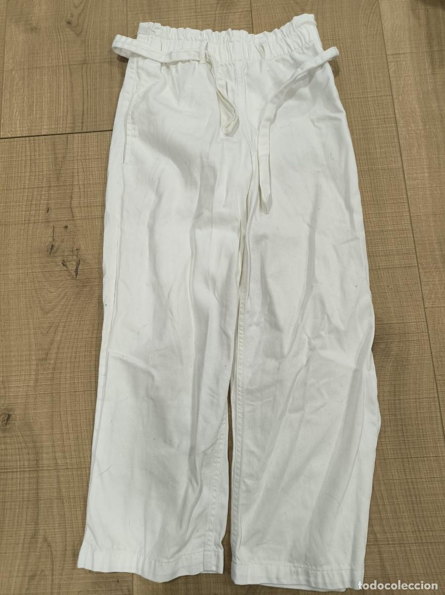 D'Occasion: Pantal&oacute;n Blanco Ancho Destination Talla 164 (14 A&ntilde;os) &ndash; Cintura Paperbag Con Lazo