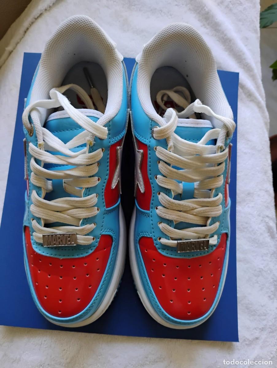 Segunda mano: ZAPATILLAS DEPORTIVAS BAPE MARVEL - DISE&Ntilde;O CAPITAN AMERICA - USADAS - (VER DESCRIPCION)