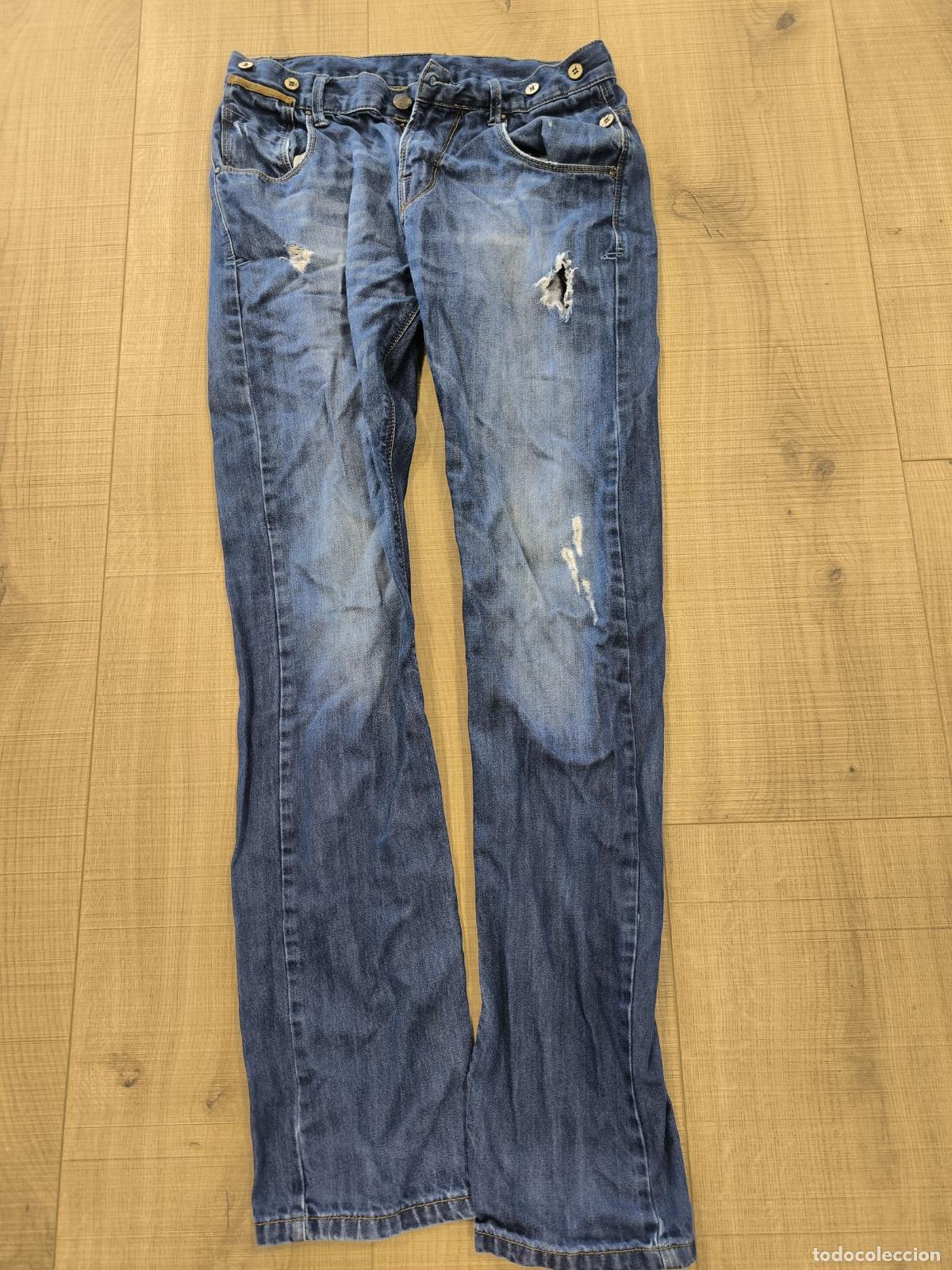 Second-Hand: Pantal&oacute;n Vaquero de Mujer Talla L &ndash; Jeans Azul Desgastado Efecto Usado