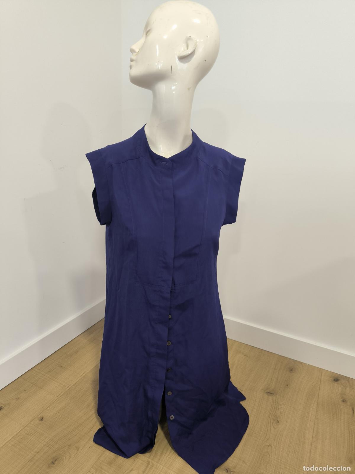 Seconda Mano: Blusa Larga de Mujer Azul Talla M-L &ndash; Sin Mangas con Botones Fluida y Elegante