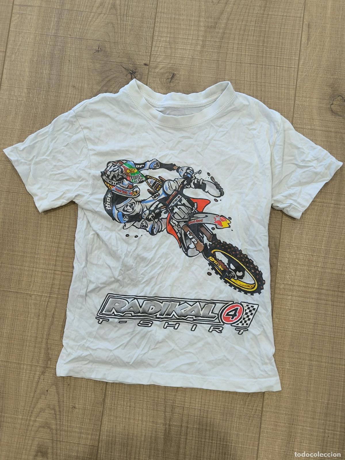 Segunda mano: Camiseta Ni&ntilde;o Blanca Radikal &ndash; Estampado de Moto Cross Manga Corta