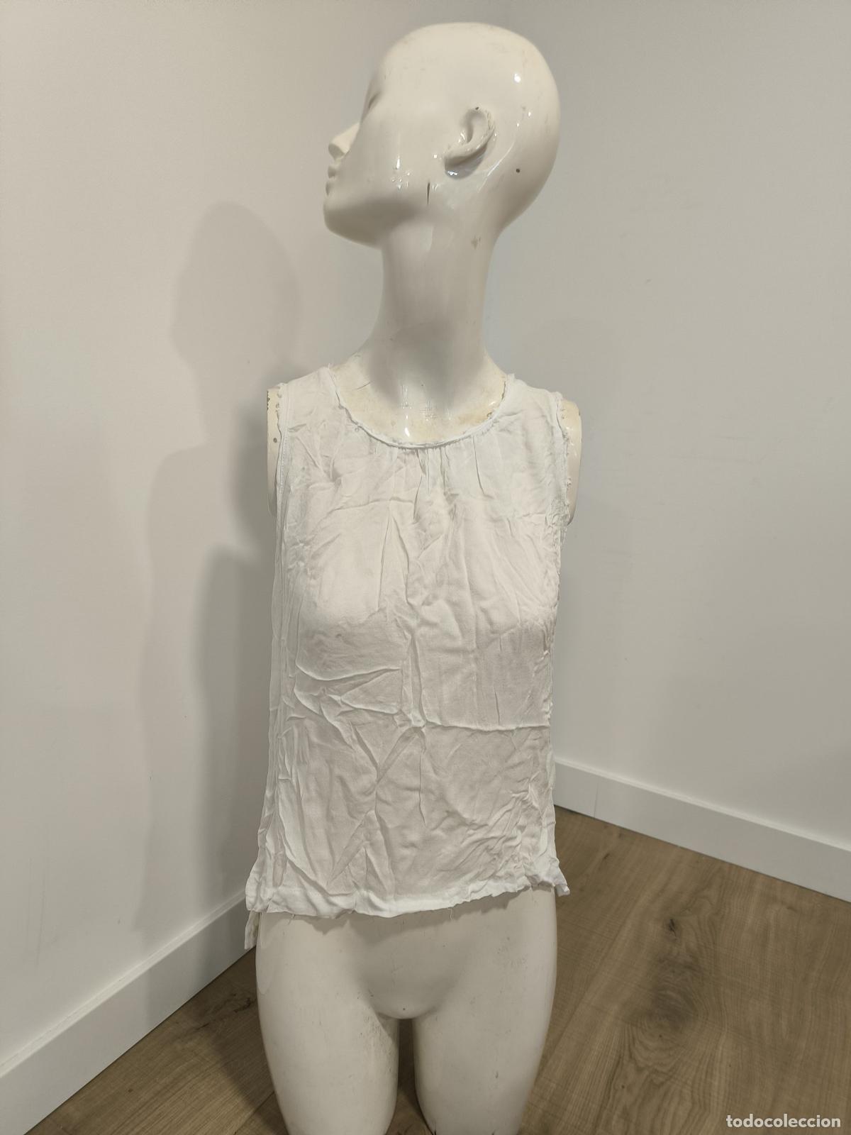 Segunda mano: Top Mujer Blanco Sin Mangas Mango Suit Talla S &ndash; Blusa Fluida B&aacute;sica