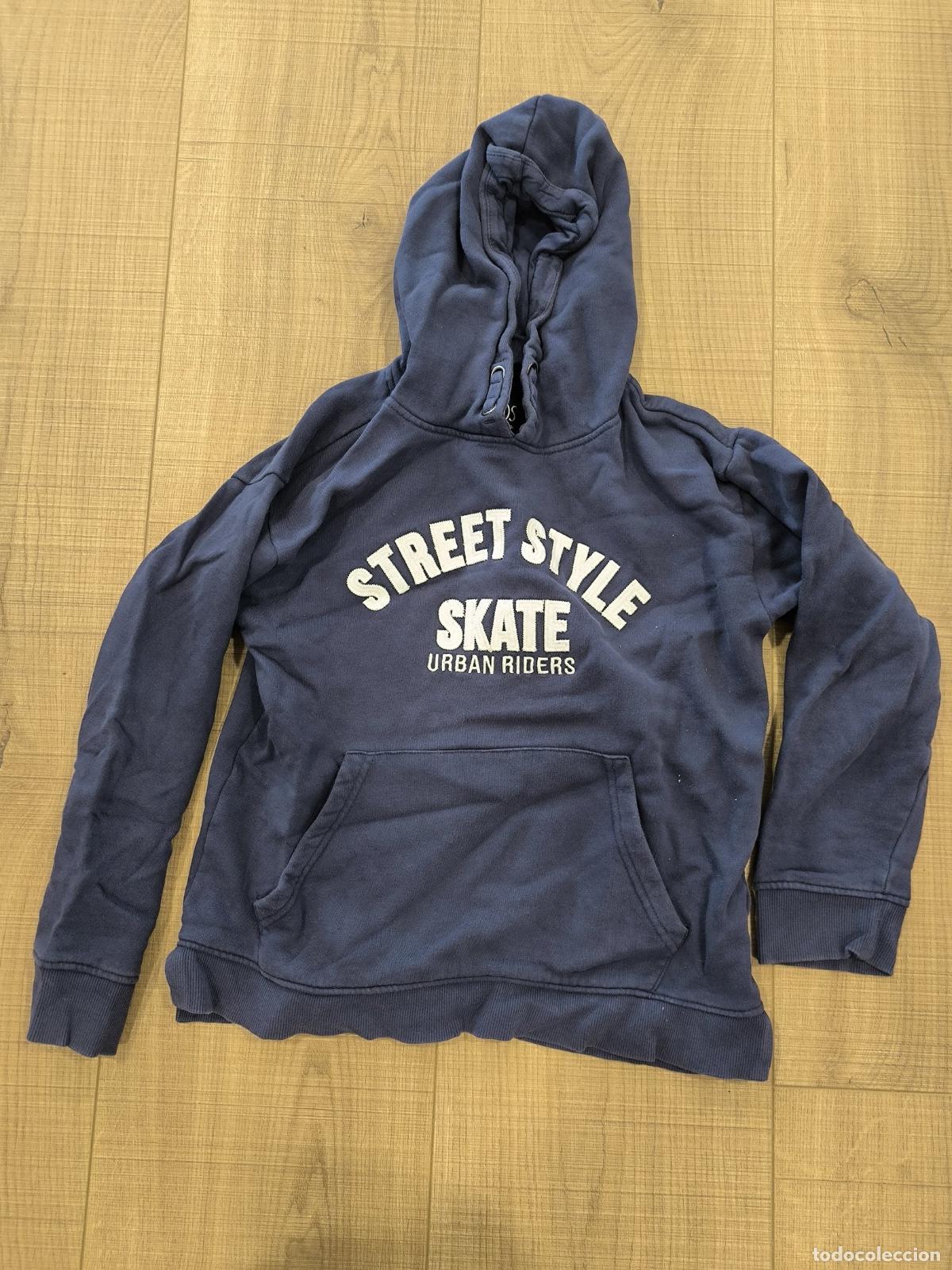 Segunda mano: Sudadera Capucha Ni&ntilde;o Street Style Skate Talla 11-12 A&ntilde;os &ndash; Azul con Bolsillo