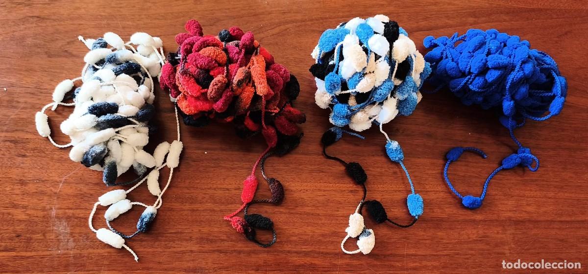 Segunda mano: Tr 13 - Lote restos 4 ovillos trapillo o similar con bolas distintos colores para manualidades