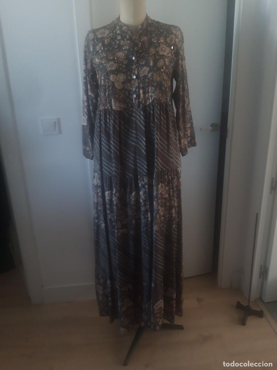 Segunda mano: Vestido largo en algodon, con fantasia en canesu. Talla 42.