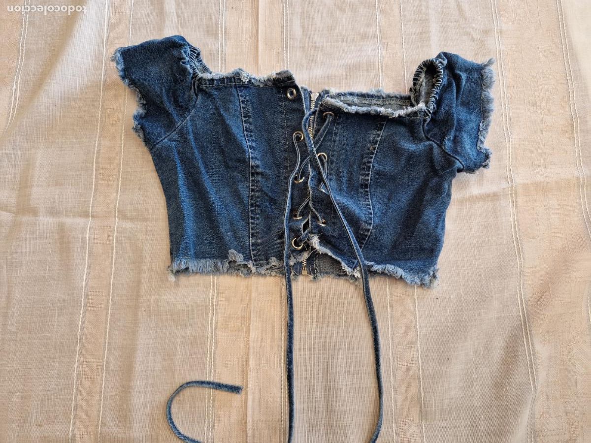 Segunda mano: BONITA BLUSA CORTA PARA MUJER. TELA JEANS. SHEIN. TALLA S