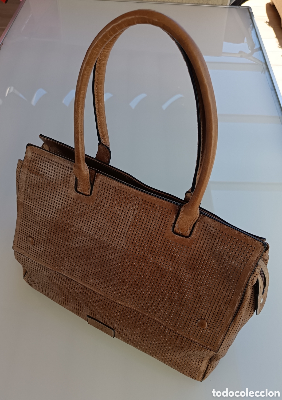 Segunda mano: Bolso Malet&iacute;n Dalery de Piel Troquelada - Marr&oacute;n