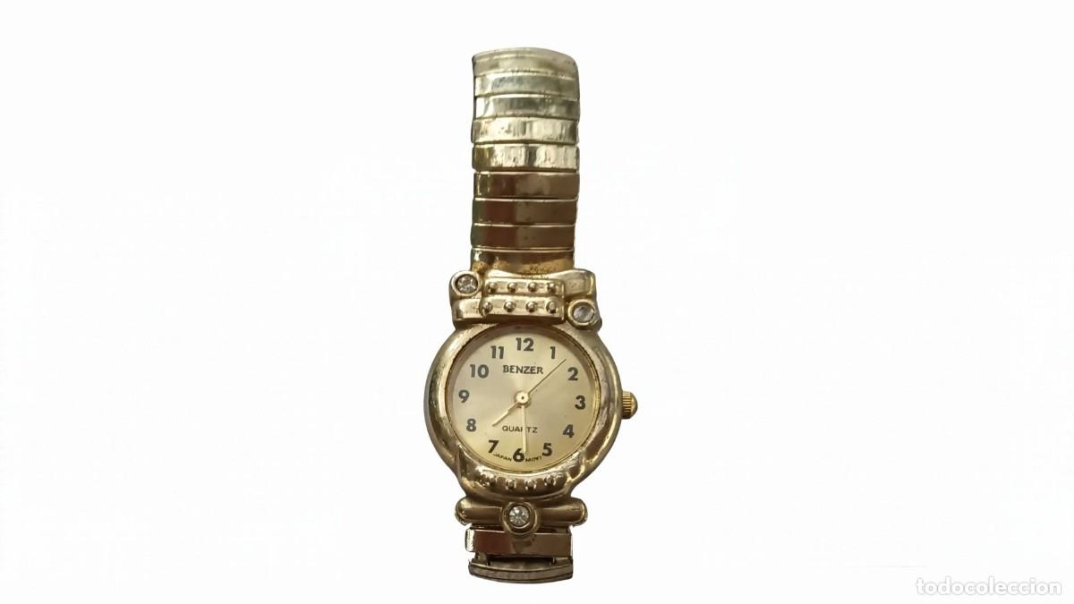 Segunda mano: RELOJ DE PULSERA BENZER QUARTZ - JAPAN MOVT - CAJA DORADA CON STRASS - VINTAGE A&Ntilde;OS 90