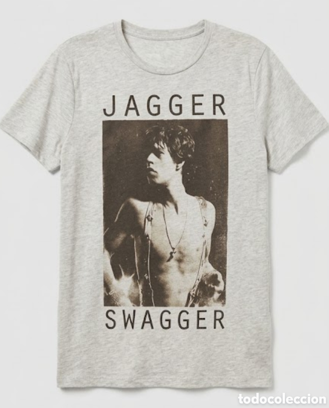 Segunda mano: Camiseta Vintage Mick Jagger &rdquo;Swagger&rdquo; - Talla L - Unisex Gris