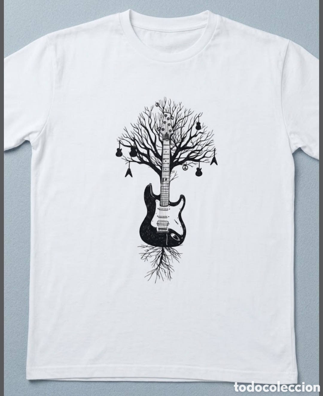 Segunda mano: Camiseta Blanca de Guitarra &Aacute;rbol de la Vida / Rock Style (Talla XL)