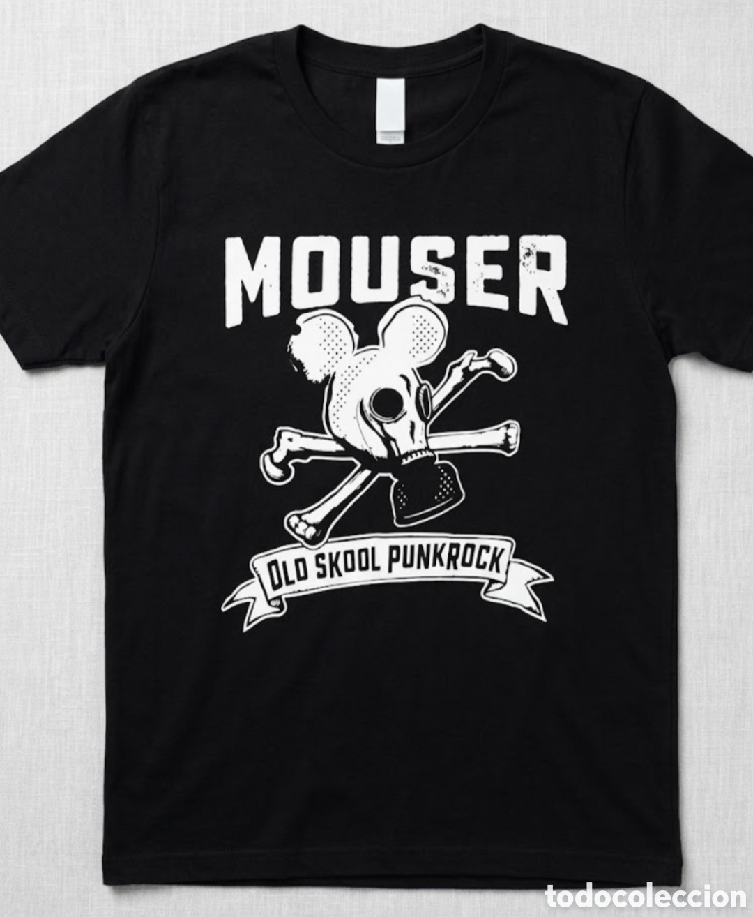 Segunda mano: Camiseta Negra Mouser / Graphic Guerrilla - Old Skool Punk Rock (Talla XL)