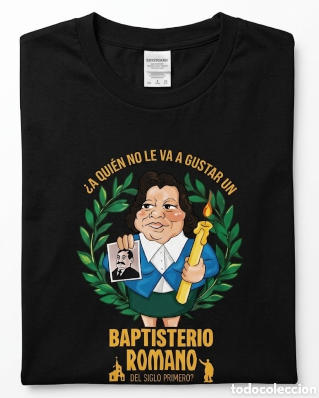 Segunda mano: Camiseta Negra Meme &rdquo;Baptisterio Romano Del Siglo Primero&rdquo; &ndash; Talla L (Marca S&eacute;ptimo