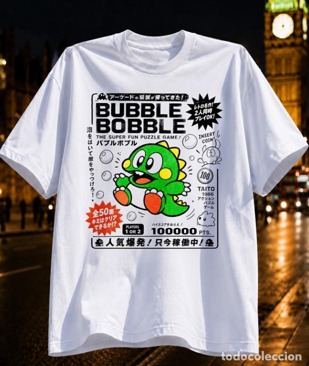 Segunda M&atilde;o: Camiseta retro arcade de Bubble Bobble con texto en japon&eacute;s y Taito - Videojuego vintage