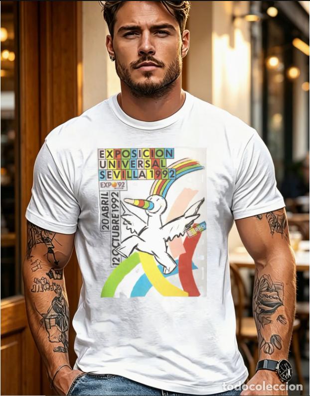 Segunda M&atilde;o: Camiseta de hombre estilo retro vintage Expo Sevilla 1992 Exposici&oacute;n