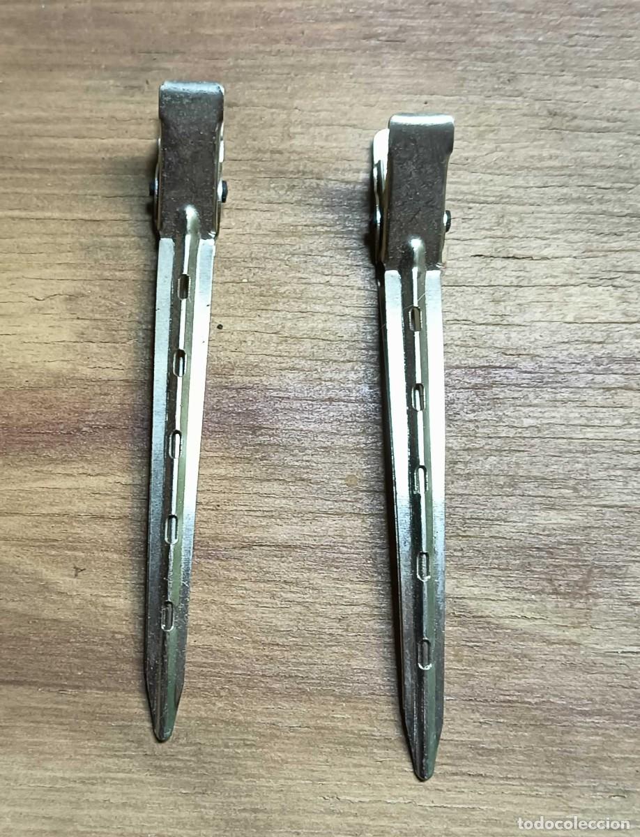 D'Occasion: LOTE DE 2 PINZAS DE PELO MET&Aacute;LICAS &ndash; TIPO PICO DE PATO &ndash; 8 CM &ndash; CON RANURAS ANTIDESLIZANTES