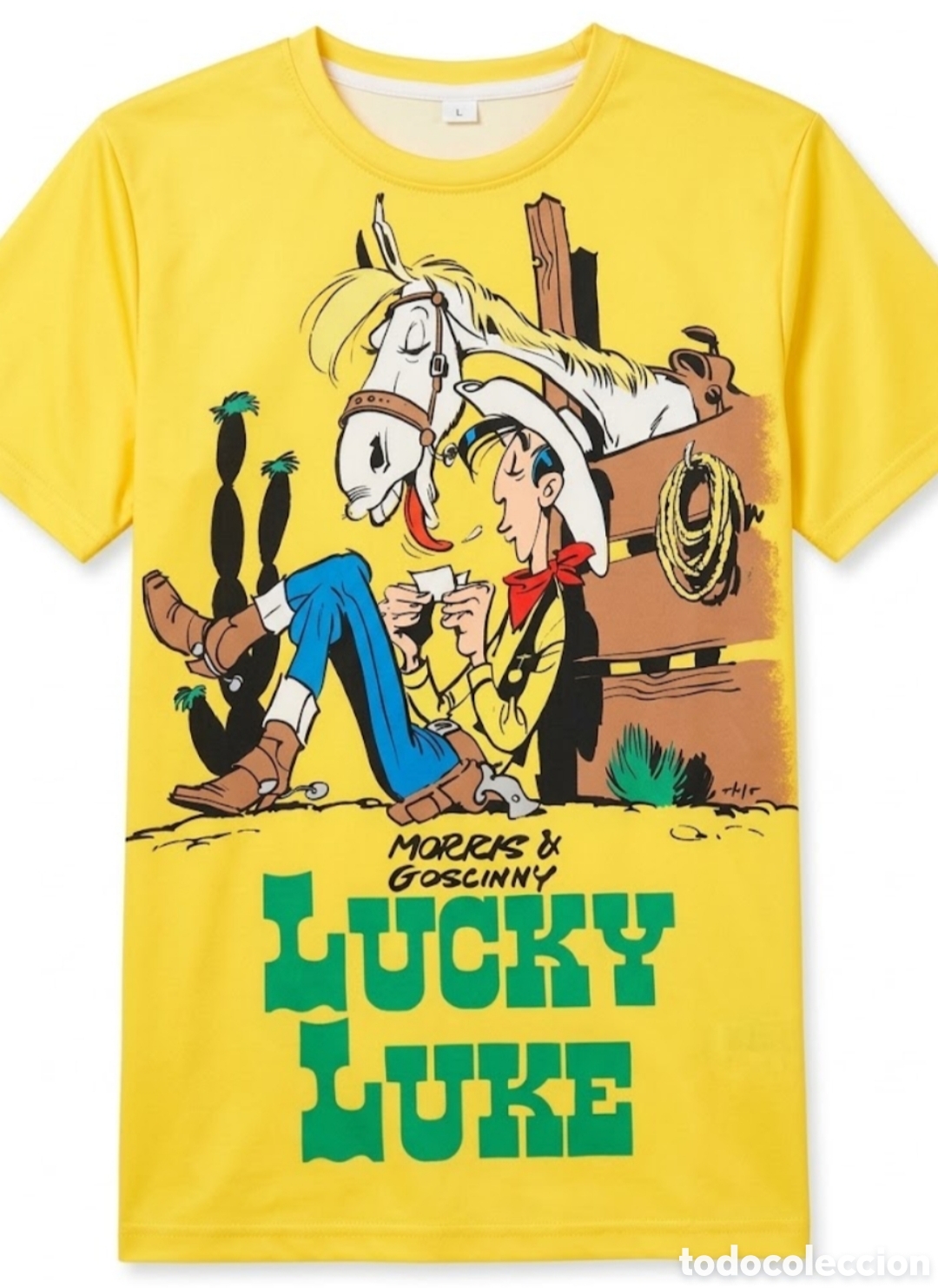 Segunda mano: T&iacute;tulo ​Camiseta Lucky Luke y Jolly Jumper Amarilla &ndash; Talla L