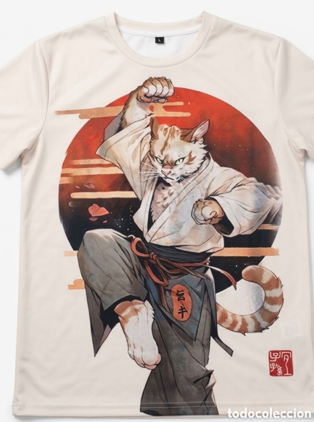 Segunda mano: Camiseta Estampada Gato Karateca Talla L