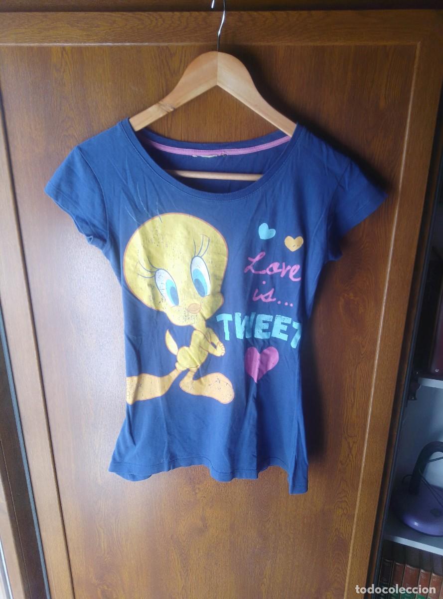 Segunda mano: Camiseta manga corta azul Piol&iacute;n, Tweety. Talla S