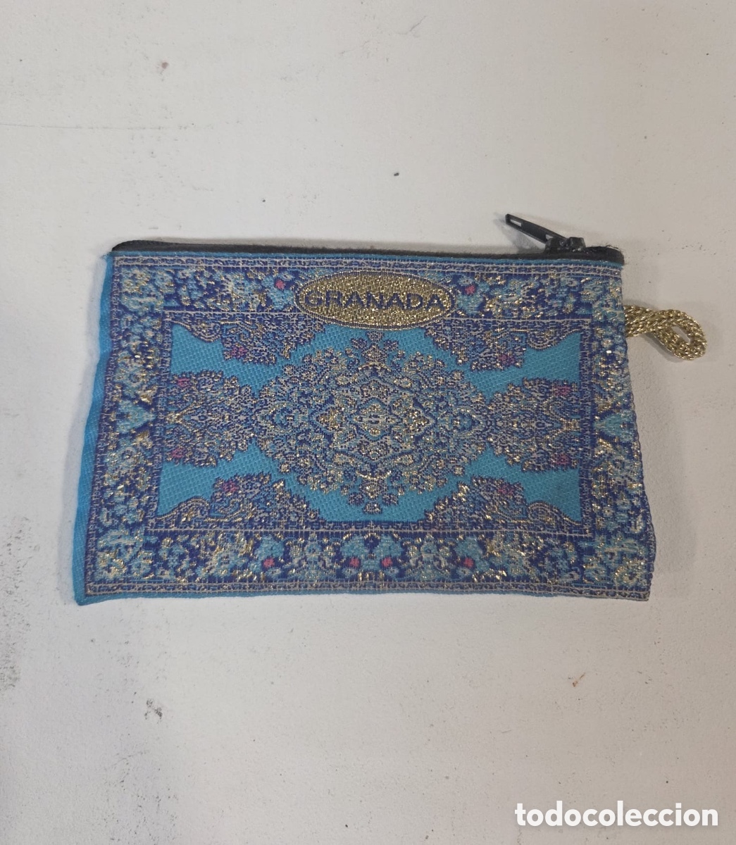 Segunda mano: Monedero estilo alfombra turca/&aacute;rabe con estampado &rdquo;Granada&rdquo; (Azul y Dorado)