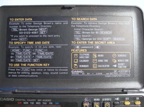 Segunda mano: AGENDA ELECTRONICA CASIO SF 4300..32 KB...FUNCIONANDO. ENVIO GRATIS&iexcl;&iexcl;&iexcl; - Foto 2