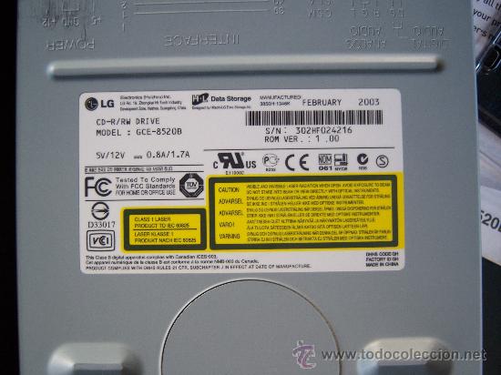Segunda mano: CD ROM RW LG, Fabricado en China en febrero de 2003 + programa NERO - Foto 3