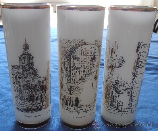 Segunda mano: JUEGO DE VASOS DE CRISTAL BLANCO CON ESCENAS DE MADRID - Foto 2