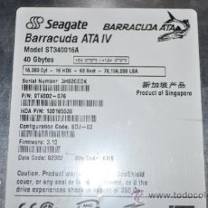 Segunda Mano: DISCO DURO INTERNO DE 3.5 SEAGATE BARRACUDA 40 GB ATA. FUNCIONA PERFECTAMENTE. Lote 32960699