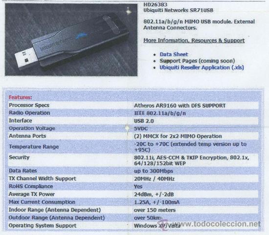 Segunda mano: UBIQUITI NETWORKS SR71 USB. - Foto 5