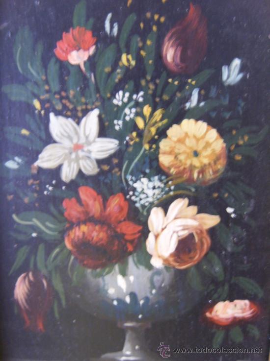 Segunda mano: PEQUE&Ntilde;O BODEGON DE FLORES CON MARCO DORADO - Foto 1