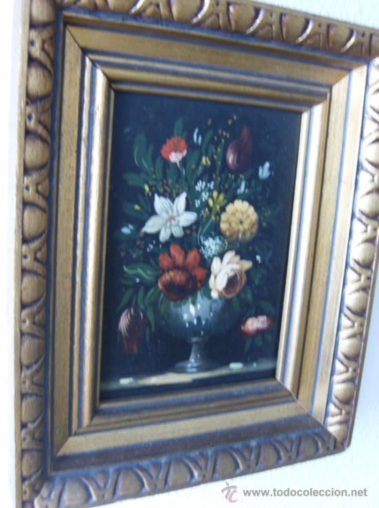 Segunda mano: PEQUE&Ntilde;O BODEGON DE FLORES CON MARCO DORADO - Foto 4