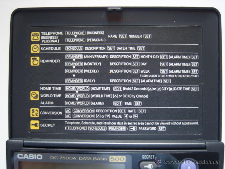 Segunda mano: Casio Computer. Data Bank. 1989. Nunca usada. DC-7500A. 12 x 7,5 cm. Agenda electr&oacute;nica - Foto 5