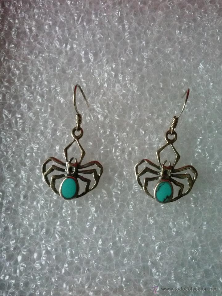 Segunda mano: Pendientes en plata 925mmg pureza.con turquesa A&ntilde;o 1995 - Foto 1
