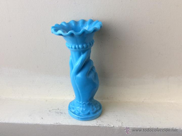 Segunda mano: JARRON DE OPALINA AZUL CON MANO Y CUERNO DE LA ABUNDANCIA El dedo - Foto 11