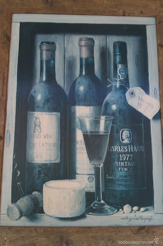 Segunda mano: cuadro botellas vino retro vintage - Foto 1