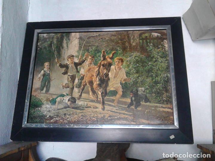 Segunda mano: CUADRO NI&Ntilde;OS CON BURRO - Foto 5