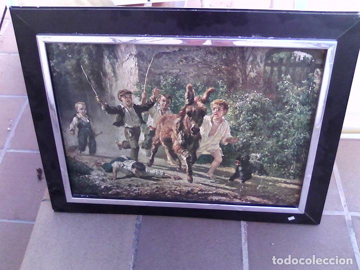 Segunda mano: CUADRO NI&Ntilde;OS CON BURRO - Foto 6