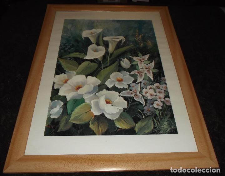 Segunda mano: lamina con flores enmarcada - Foto 1