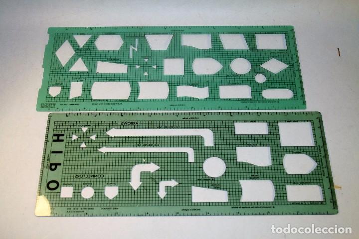 Second-Hand: 2 plantillas diagramas de flujo. Flowcharting template. Original IBM. A&ntilde;os 70