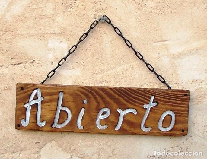 Letrero Abierto - Cerrado Vintage 30 X 20 Cm En Madera