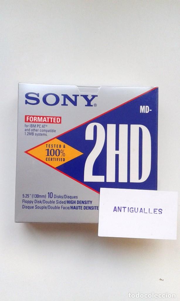 Segunda Mano: CAJA 10 DISQUETES 5.25,130MM SONY MD-2HD,1.2MB.ORDENADOR VINTAGE.NUEVO.PARA SPECTRUM,AMSTRAD,MSX.