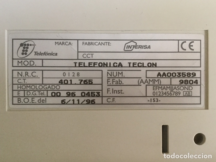 Segunda mano: TEL&Eacute;FONO DE INTERISA PARA TELEF&Oacute;NICA MODELO TECL&Oacute;N A&Ntilde;O 1996 - Foto 10