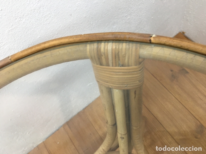 Segunda mano: MESA DE TERRAZA, DE CA&Ntilde;A Y MEDULA VEGETAL CON CRISTAL DE 66,50 CMS. - Foto 8