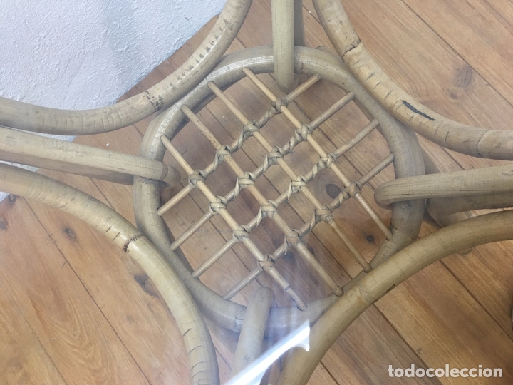 Segunda mano: MESA DE TERRAZA, DE CA&Ntilde;A Y MEDULA VEGETAL CON CRISTAL DE 66,50 CMS. - Foto 9