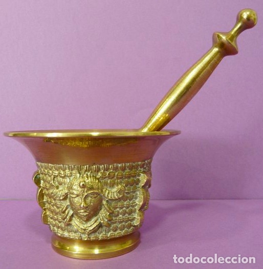 antiguo mortero de bronce con su mano almirez d - Buy Antique home and  kitchen utensils on todocoleccion