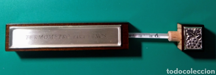Segunda mano: Term&oacute;metro para vinos. Estuche de plata y madera. - Foto 1