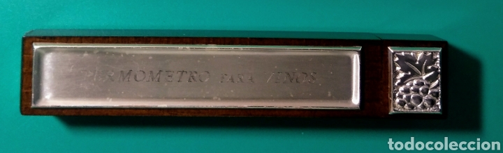 Segunda mano: Term&oacute;metro para vinos. Estuche de plata y madera. - Foto 2