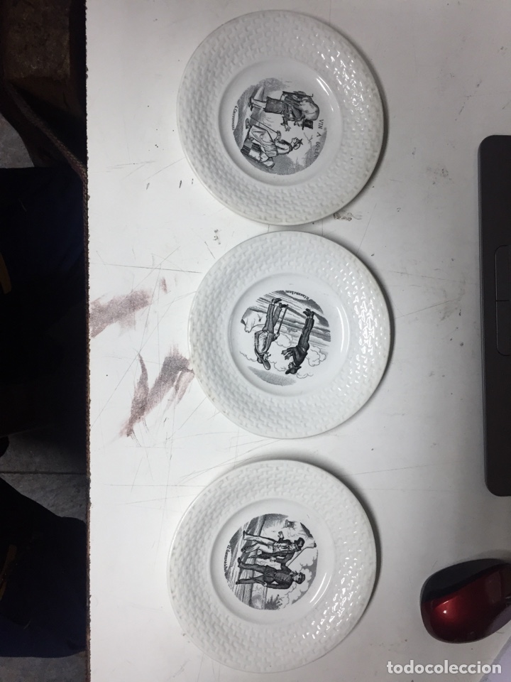 Segunda mano: Tres platos terre de fer antiguos - Foto 1